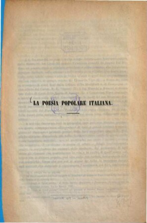 La poesia popolare italiana