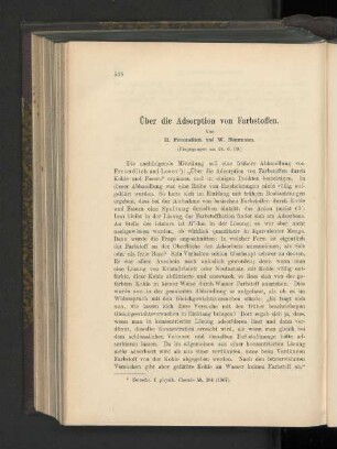 Über die Adsorption von Farbstoffen.