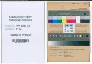 Entnazifizierung Wilhelm Ruettgers , geb. 06.05.1896 (Artist)