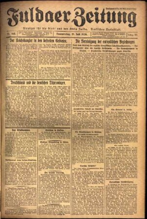 Erste Ausgabe vom Donnerstag, den 15. Juli 1926.