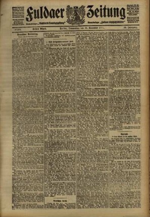 Erste Ausgabe vom Donnerstag, den 30. November 1911.