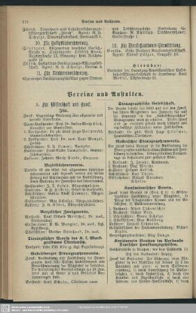 Vereine und Anstalten