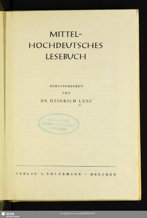 Mittelhochdeutsches Lesebuch
