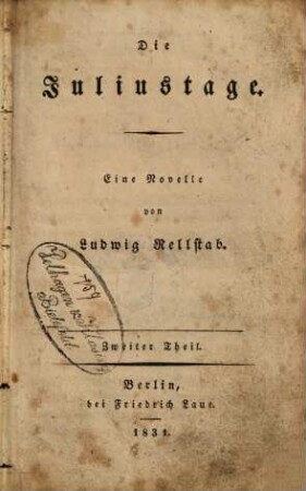 Die Juliustage : e. Novelle, 2