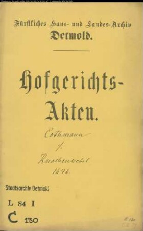 Cothmann, Johann gegen Oberstleutnant Knochenwebel - Schuldforderung