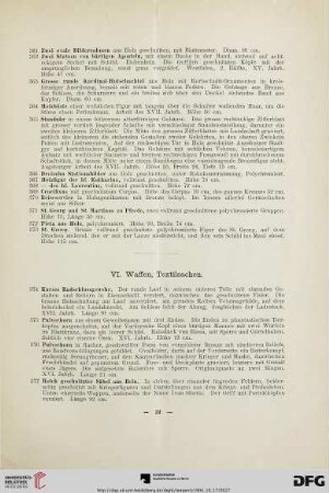 VI. Waffen, Textilsachen (Nr. 374-409)