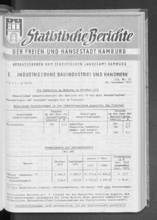 Die Industrie in Hamburg im Oktober 1970 : Lfd. Nr. 29