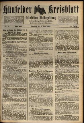 Erste Ausgabe vom Samstag, den 06. März 1926.