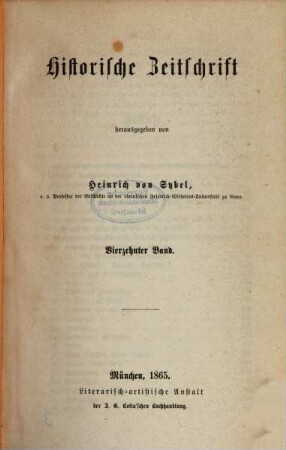 Historische Zeitschrift : HZ. 14. 1865