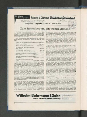 Zum Jahresbeginn ein wenig Statistik