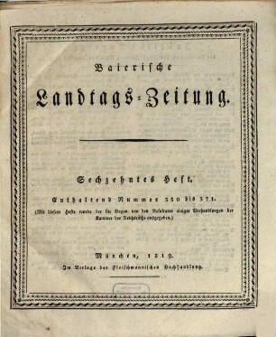 Baierische Landtags-Zeitung. 16. 1819 = Nr. 350 - 371