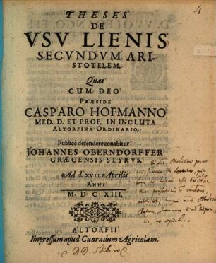 Theses de usu lienis secundum Aristotelem