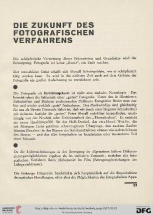 Die Zukunft des fotografischen Verfahrens