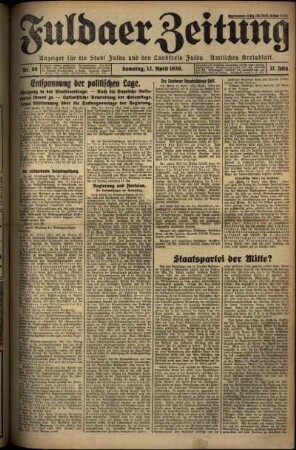 Erste Ausgabe vom Samstag, den 12. April 1930.