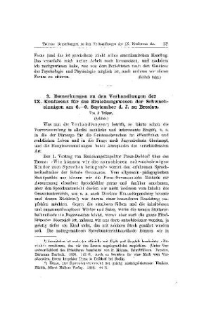 Bemerkungen zu den Verhandlungen der IX. Konferenz für das Erziehungswesen der Schwachsinnigen am 6.-9. September d. J. zu Breslau : (Schluß)