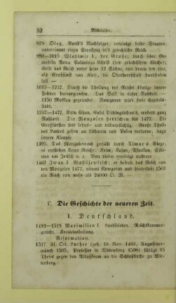 C. Die Geschichte der neueren Zeit