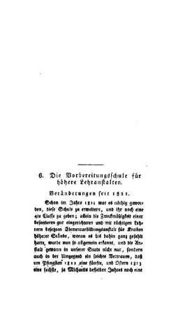 Die Vorbereitungsschule für höhere Lehranstalten