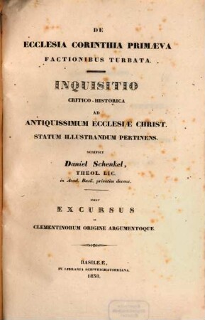 De Ecclesia corinthia primaeva factionibus turbata