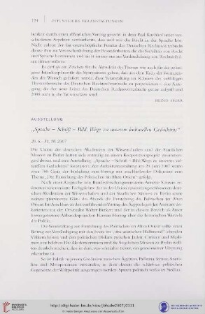 Ausstellung "Sprache - Schrift - Bild: Wege zu unserem kulturellen Gedächtnis"