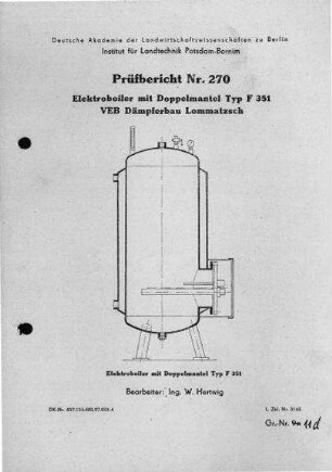 Elektroboiler mit Doppelmantel, Typ F 351