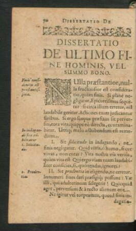Dissertatio De Ultimo Fine Hominis, Vel Summo Bono.
