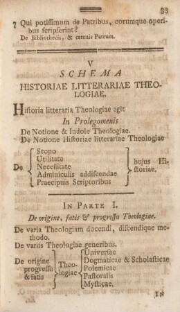 V Schema. Historiae litterariae theologiae.