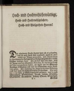 Hoch- und Hochwohlehrwürdige, Hoch- und Hochwohlgelahrte, Hoch- und Vielgeehrte Herren!