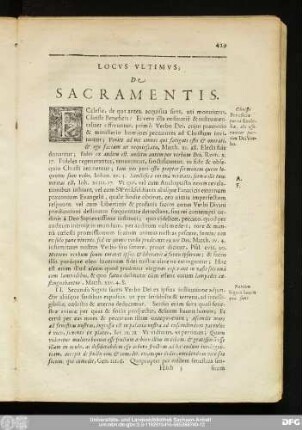 Locus Ultimus; De Sacramentis.