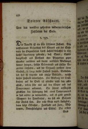 Dritter Abschnitt. Von den vorüber gehenden widernatürlichen Zuständen der Seele.