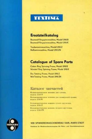 Hefter "TEXTIMA Ersatzteilkatalog"