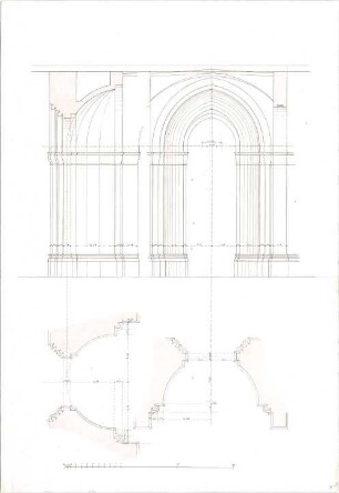Thiersch, August ; Studienarbeiten - Wandgliederung (Grundrisse, Schnitte)