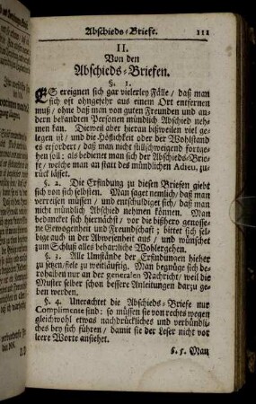 II. Von den Abschiedes-Briefen.