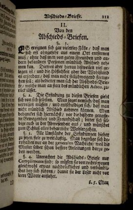 II. Von den Abschiedes-Briefen.