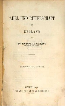 Adel und Ritterschaft in England