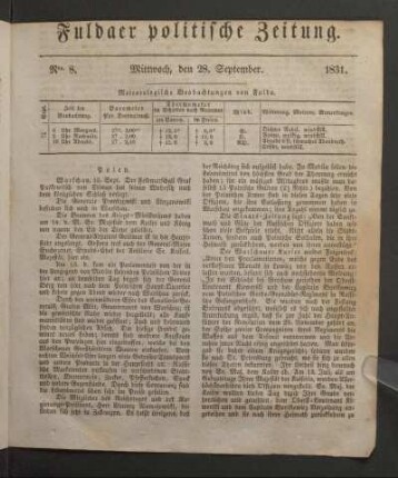 Mittwoch, den 28. September. 1831