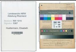 Entnazifizierung Elisabeth Huettermann , geb. 08.11.1914 (Damenschneiderin)