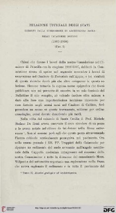 15: Relazione ufficiale degli scavi eseguiti dalla Commissione di Archeologia Sacra nelle catacombe romane (1907-1909)