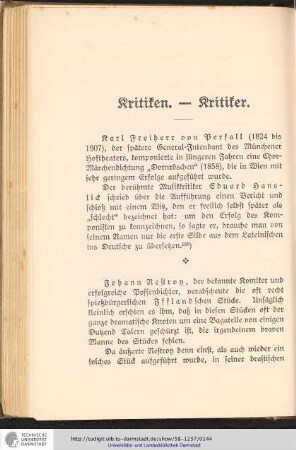 Kritiken. und Kritiker.