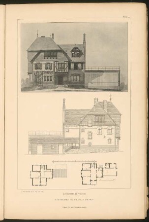 Villa Andrae, Königstein Gärtnerhaus: Ansichten und Grundrisse (aus: Stadt- und Landhäuser, hrsg. von Ernst Wasmuth, Berlin 1894)