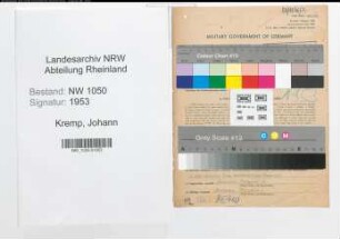 Entnazifizierung Johann Kremp , geb. 01.01.1892 (Finanzbeamter)