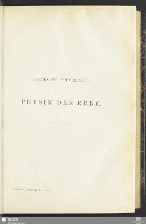 Sechster Abschnitt. Physik der Erde