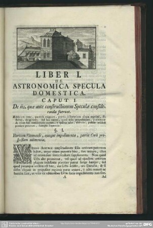 Liber I. De Astronomica Specula Domestica