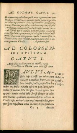 Ad Colossenses Epistola.