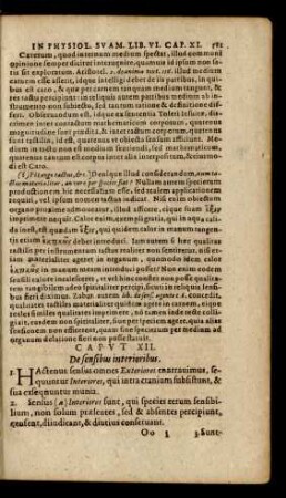 Caput XII. De sensibus interioribus.