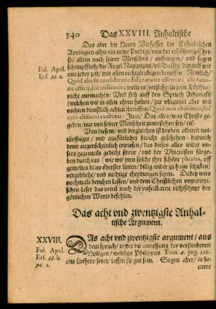 Das acht und zwentzigste Anhaltische Argument.
