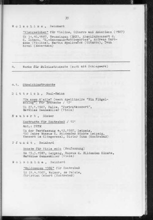 4. Werke für Soloinstrumente (auch m. Schlagwerk)