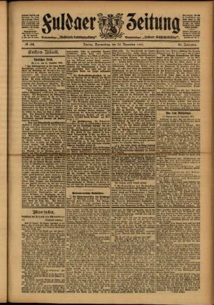 Erste Ausgabe vom Donnerstag, den 14. Dezember 1905.