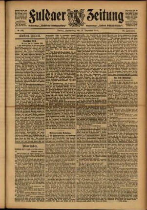 Erste Ausgabe vom Donnerstag, den 14. Dezember 1905.