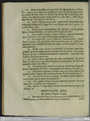 Disputatio XXII. De Sacra Domini Coena