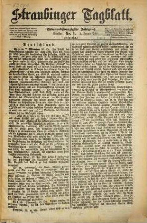 Straubinger Tagblatt : Straubinger Zeitung ; Straubinger Anzeiger ; gegründet 1860, 27. 1887, 1